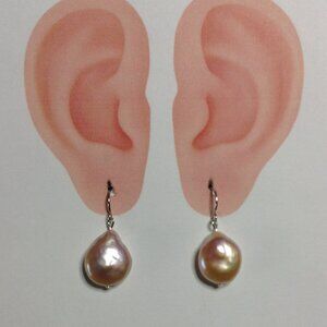 Freshwater Baroque Pearl Silver Wire Earring